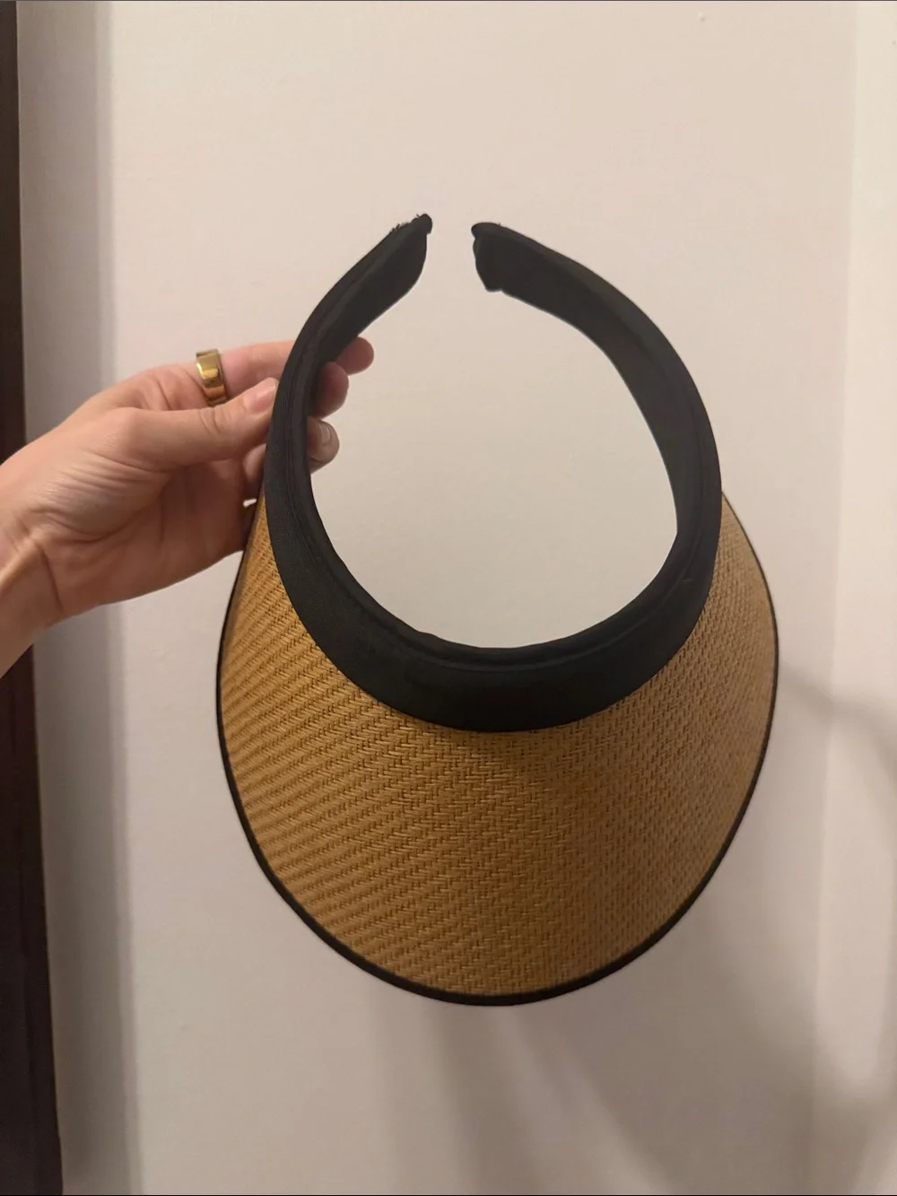 Vintage Straw Visor with Black Trim - Picture 3 of 3